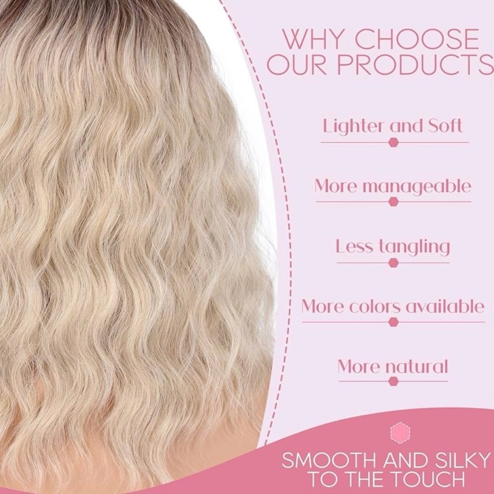 Stylish Ombre Blonde Lace-Front Wavy Wig - Picture 7 of 8